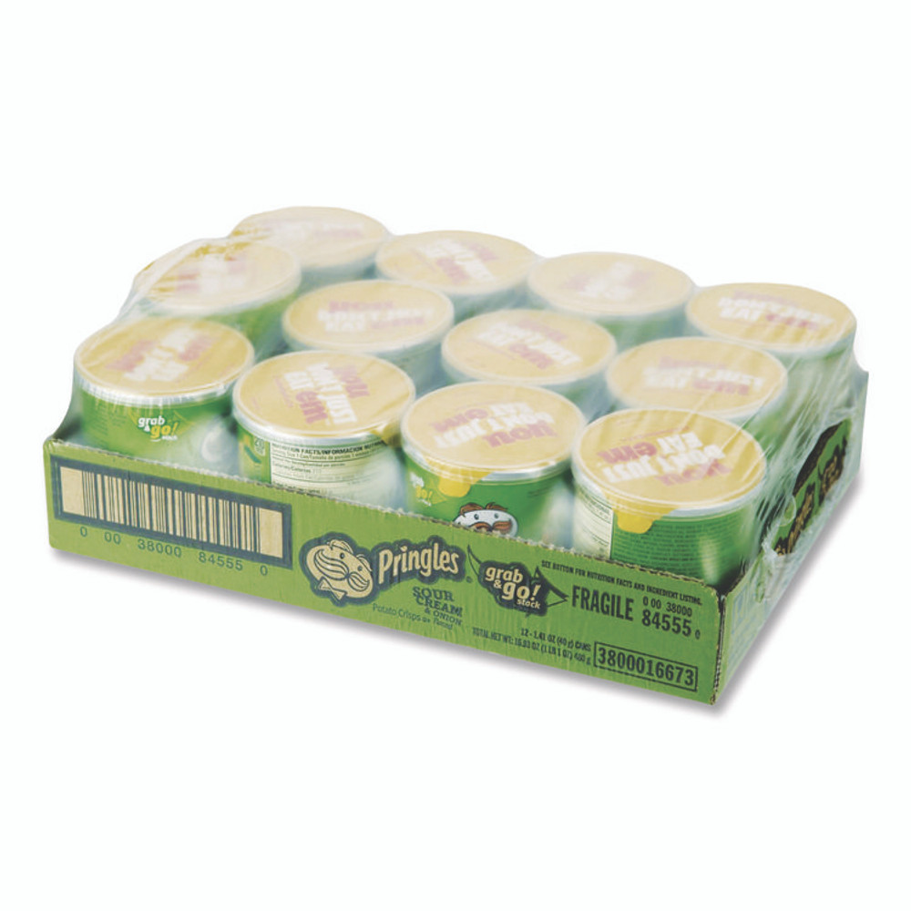 KELLOGG'S Pringles® KEE16673 Grab and Go sour Cream and Onion Crisps, 1.4 oz Cans, 12/Box