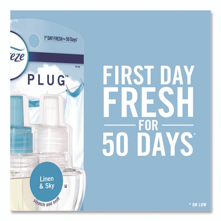 PROCTER & GAMBLE Febreze® 54344EA PLUG Air Freshener Refills, Linen and Sky, 0.87 oz, 3/Pack