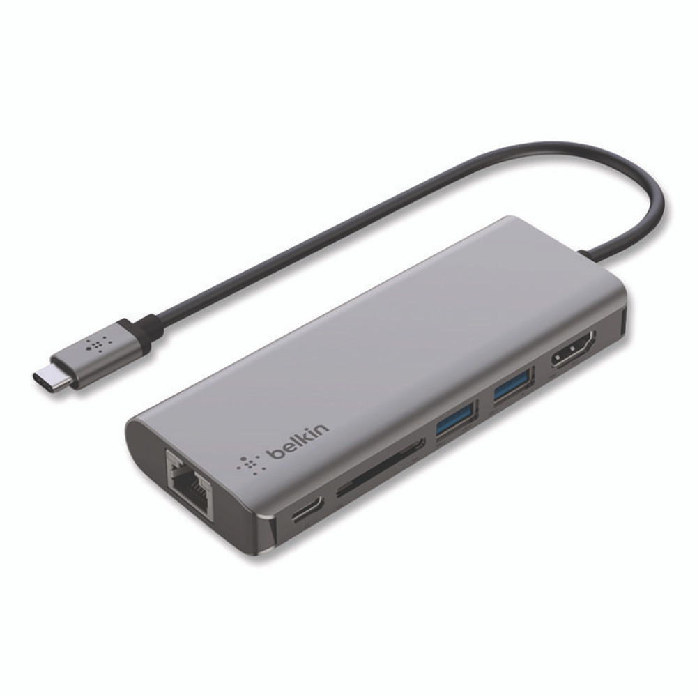 BELKIN COMPONENTS AVC008BTSGY Connect 6-in-1 USB-C Multiport Adapter Hub, 6-Port, Gray