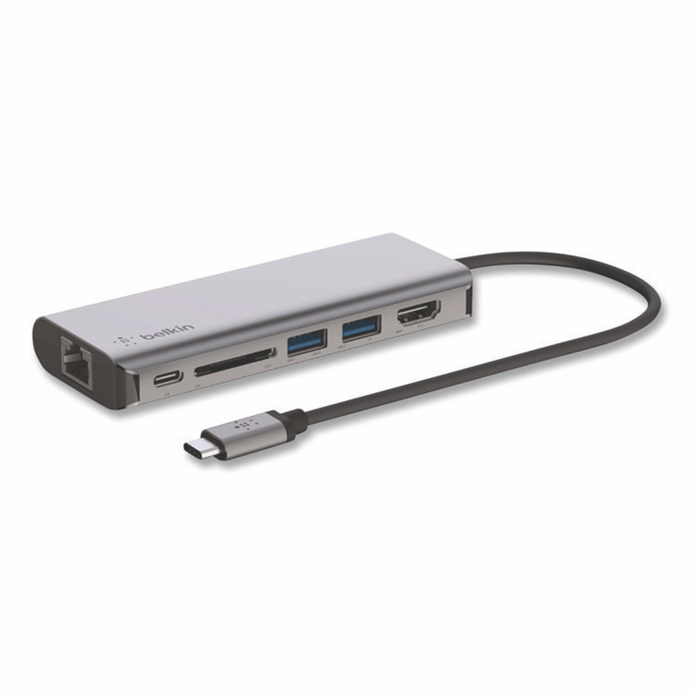 BELKIN COMPONENTS AVC008BTSGY Connect 6-in-1 USB-C Multiport Adapter Hub, 6-Port, Gray