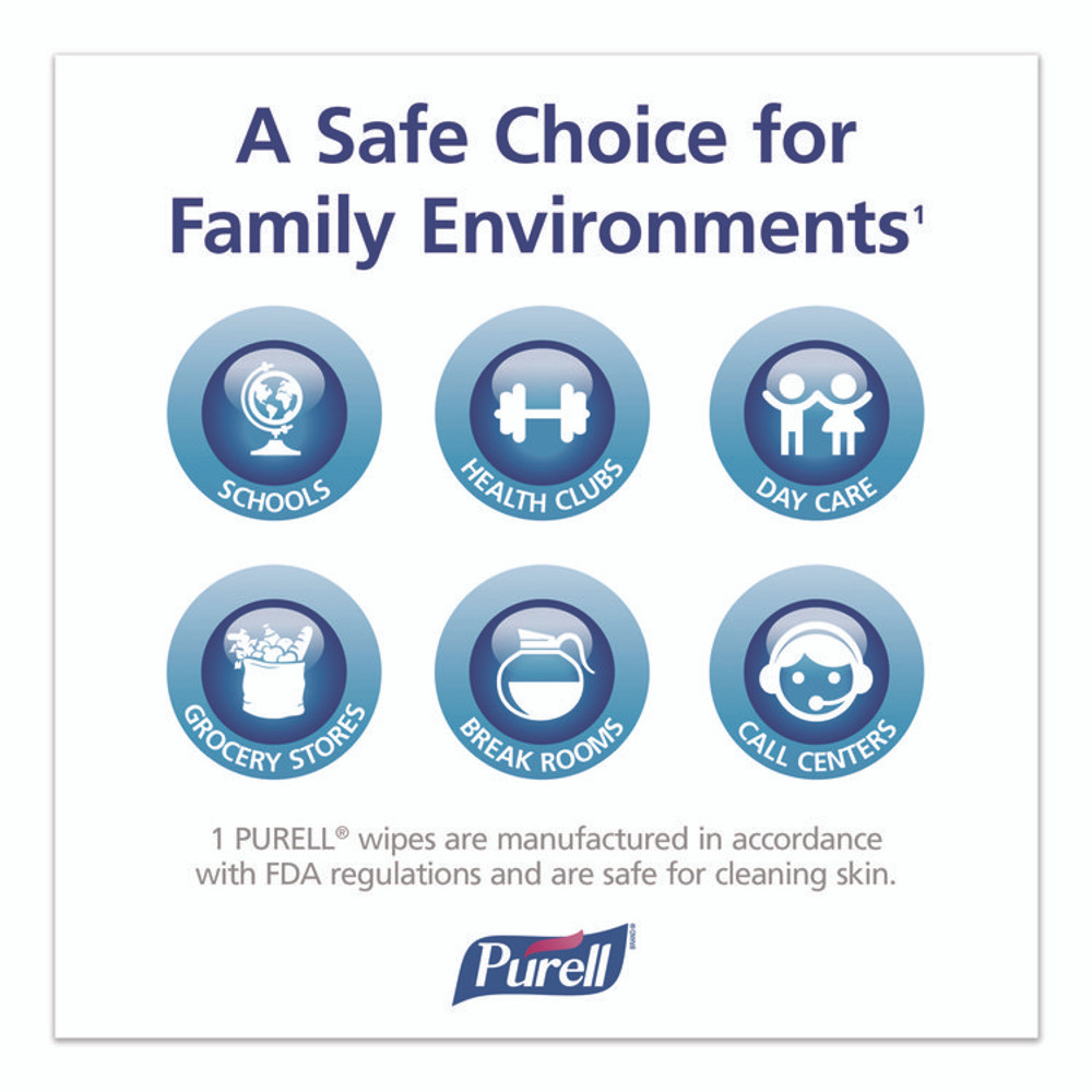 GO-JO INDUSTRIES PURELL® 9025-12 Cottony Soft Individually Wrapped Sanitizing Hand Wipes, 5 x 7, Herbal Scent, White, 480/Carton