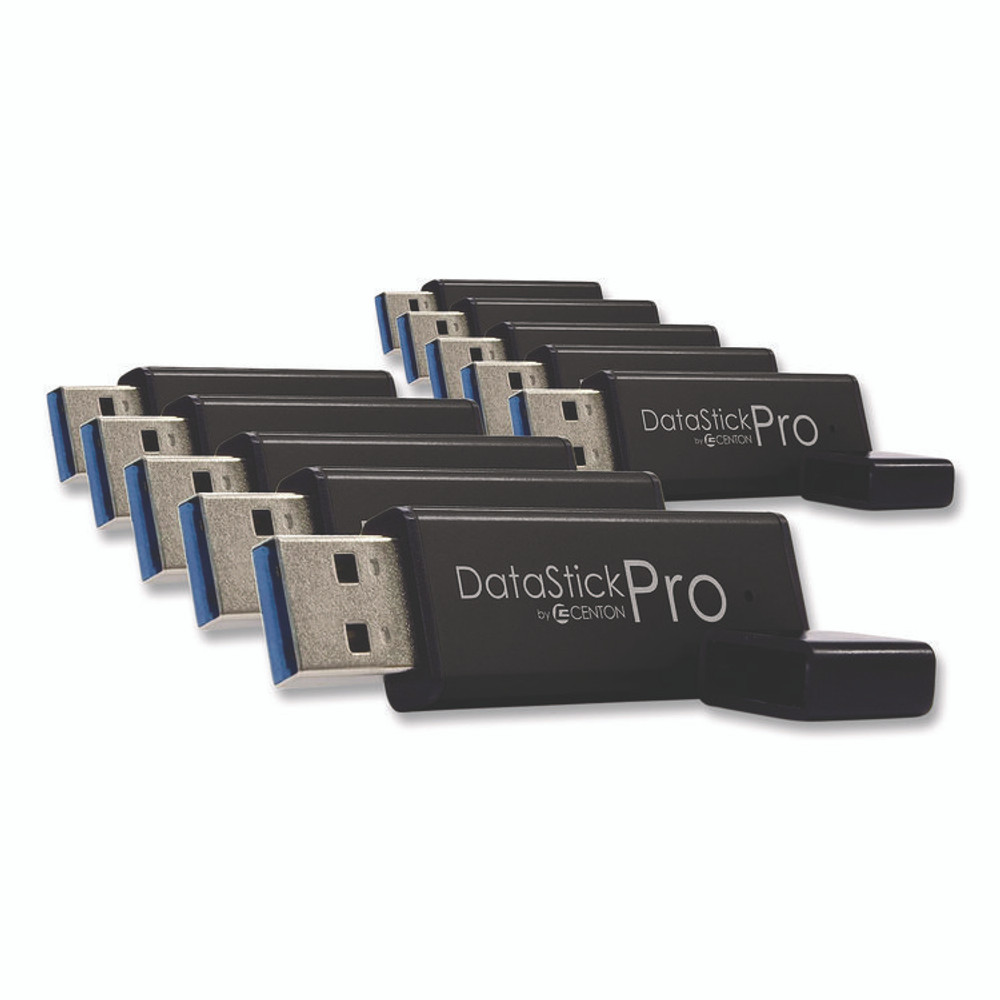 CENTON ELECTRONICS INC. S1U3P6128G10 DataStick Pro USB 3.2 Type A Flash Drive, 128 GB, Black, 10/Pack
