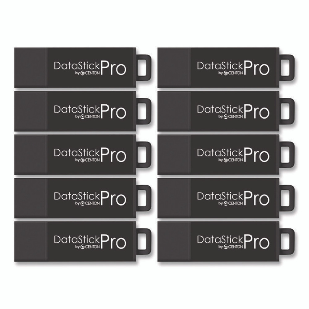CENTON ELECTRONICS INC. S1U3P6128G10 DataStick Pro USB 3.2 Type A Flash Drive, 128 GB, Black, 10/Pack