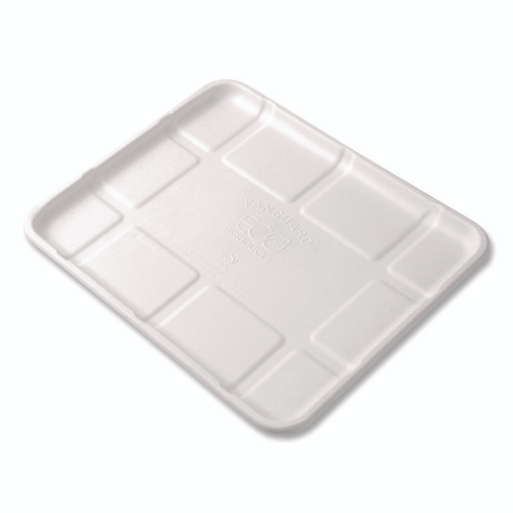 ECO-PRODUCTS,INC. EPMP8SNFA Meat and Produce Food Trays, 10.52 x 8.5 x 0.5, White, Sugarcane Fiber, 300/Carton