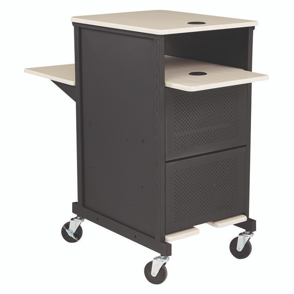 NATIONAL PUBLIC SEATING Oklahoma Sound® PRC400 Jumbo Presentation Cart, 21 x 33 x 40, Ivory/Black
