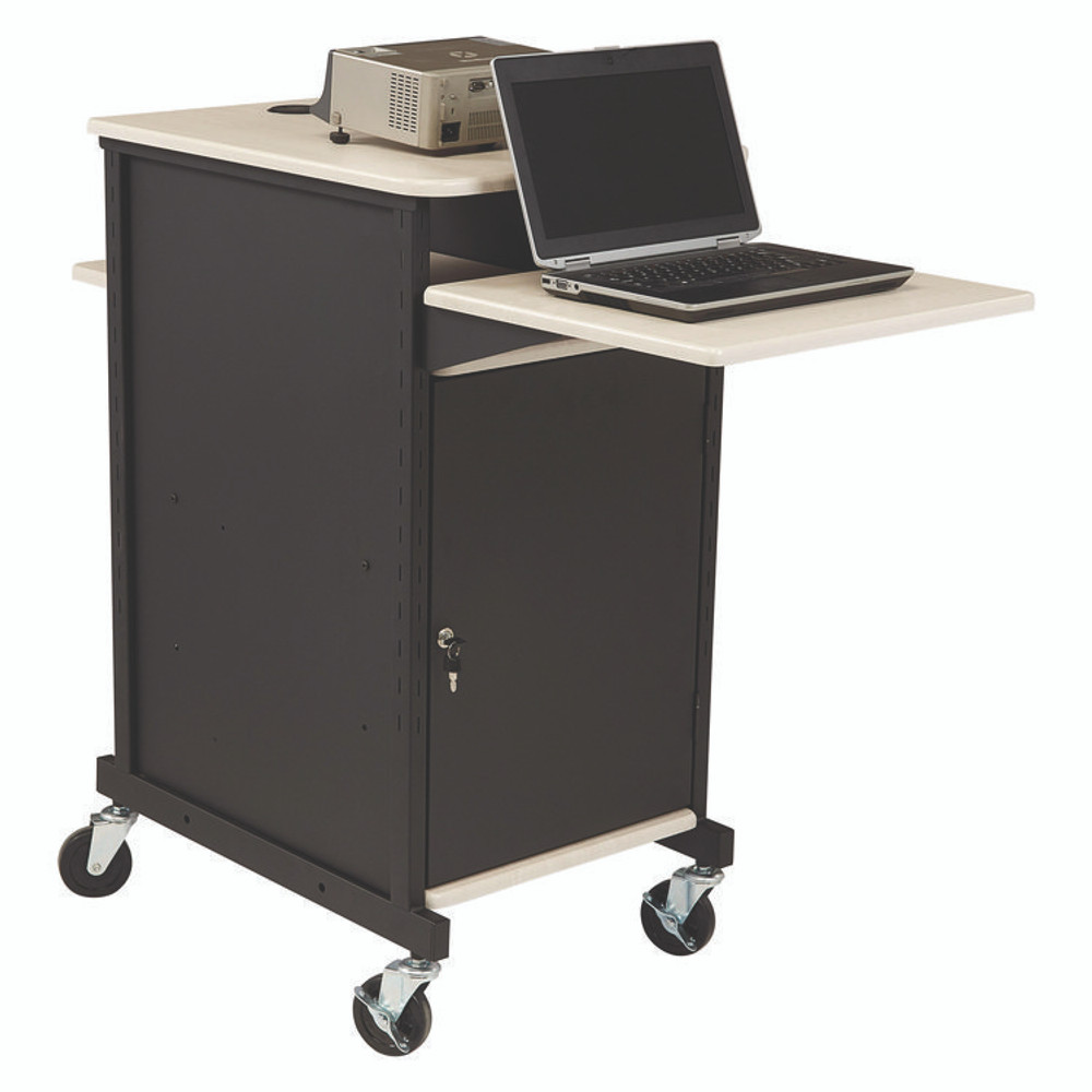 NATIONAL PUBLIC SEATING Oklahoma Sound® PRC400 Jumbo Presentation Cart, 21 x 33 x 40, Ivory/Black