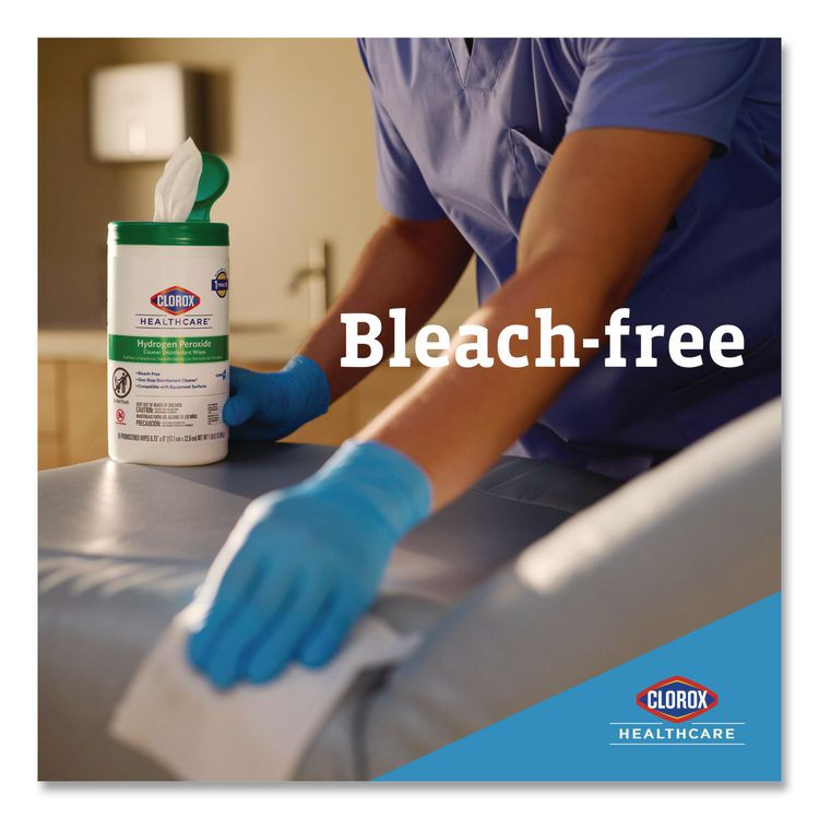 CLOROX SALES CO. Healthcare® 30825EA Hydrogen Peroxide Cleaner Disinfectant Wipes, 6.75 x 5.75, Unscented, 155 Wipes/Canister