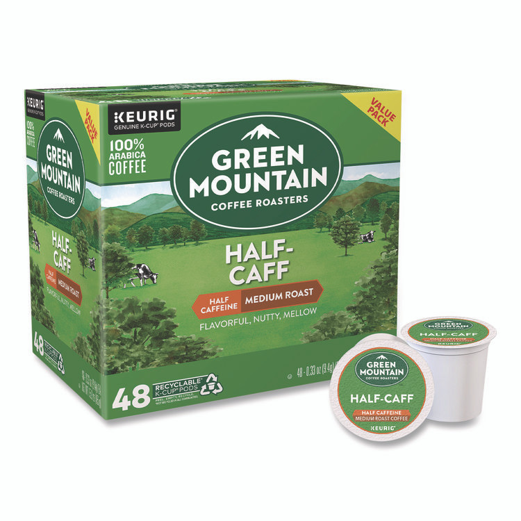 KEURIG DR PEPPER Green Mountain Coffee® 2140552 Half-Caff Coffee K-Cups, 0.33 oz, 48/Box
