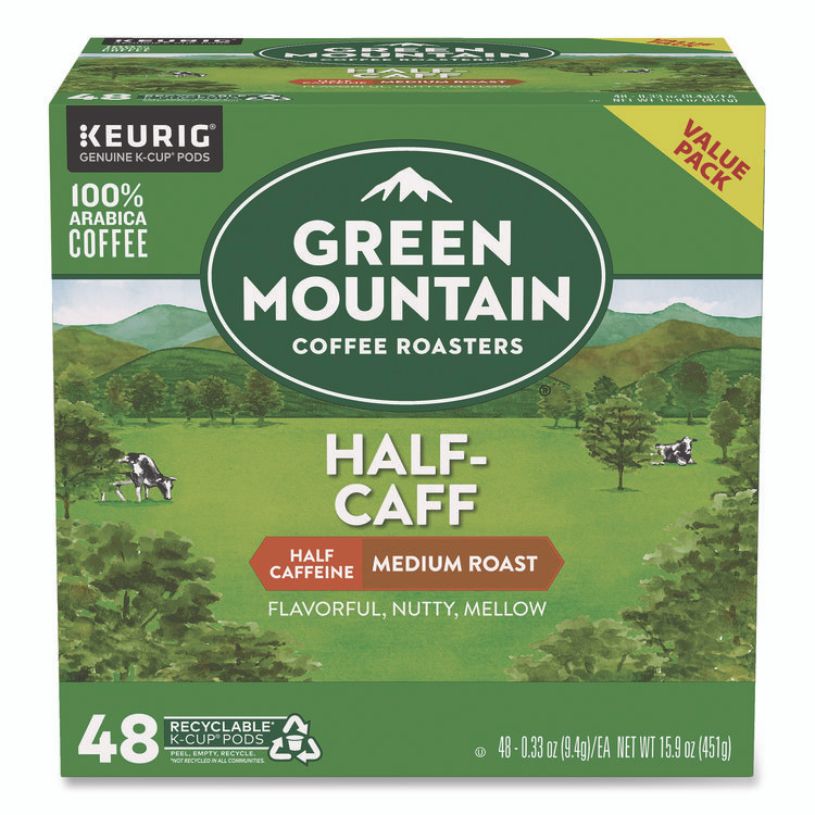 KEURIG DR PEPPER Green Mountain Coffee® 2140552 Half-Caff Coffee K-Cups, 0.33 oz, 48/Box