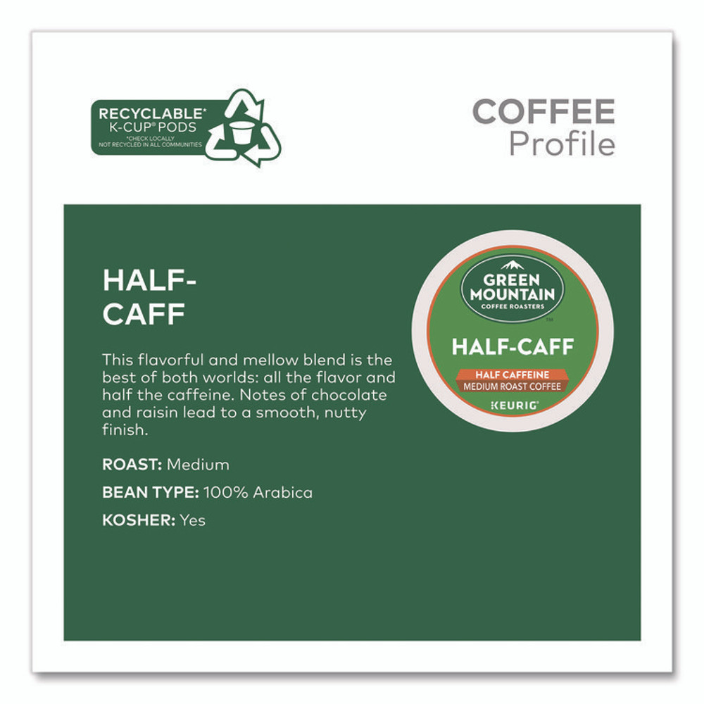 KEURIG DR PEPPER Green Mountain Coffee® 2140552 Half-Caff Coffee K-Cups, 0.33 oz, 48/Box