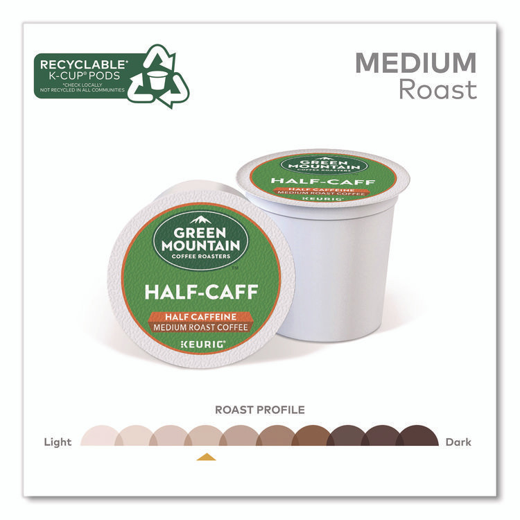 KEURIG DR PEPPER Green Mountain Coffee® 2140552 Half-Caff Coffee K-Cups, 0.33 oz, 48/Box