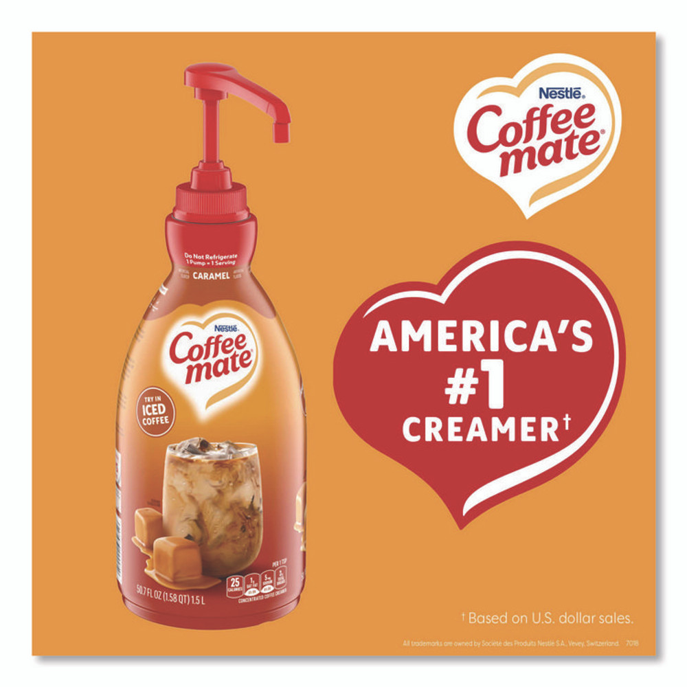 NESTLE Coffee mate® 73358 Liquid Creamer Pump Bottle, Caramel, 50.7 oz Pump Bottle