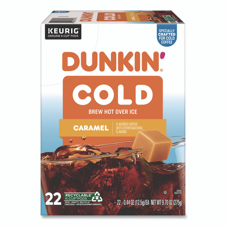 KEURIG DR PEPPER Dunkin'® 5000375314 Cold Iced Coffee K-Cups, Caramel, 0.44 oz, 22/Box