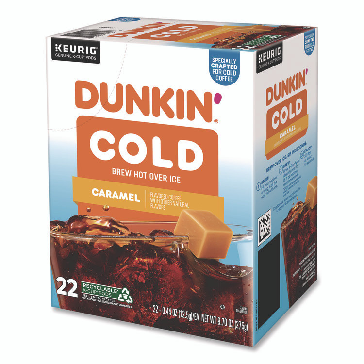 KEURIG DR PEPPER Dunkin'® 5000375314 Cold Iced Coffee K-Cups, Caramel, 0.44 oz, 22/Box