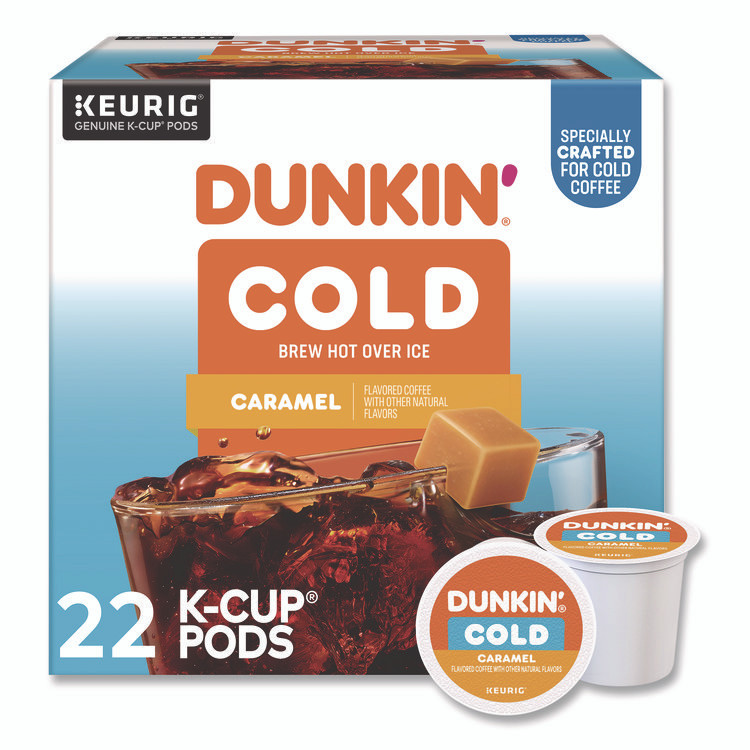 KEURIG DR PEPPER Dunkin'® 5000375314 Cold Iced Coffee K-Cups, Caramel, 0.44 oz, 22/Box