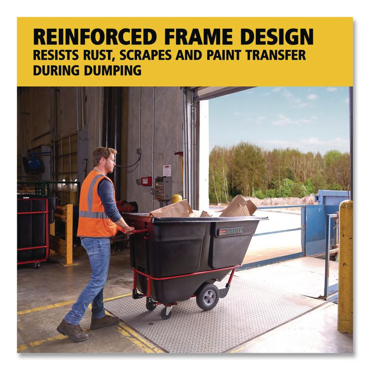 RUBBERMAID COMMERCIAL PROD. 1315 BLA 1 cu yd BRUTE Rotomolded Tilt Truck, 1,250 lb Capacity, Black