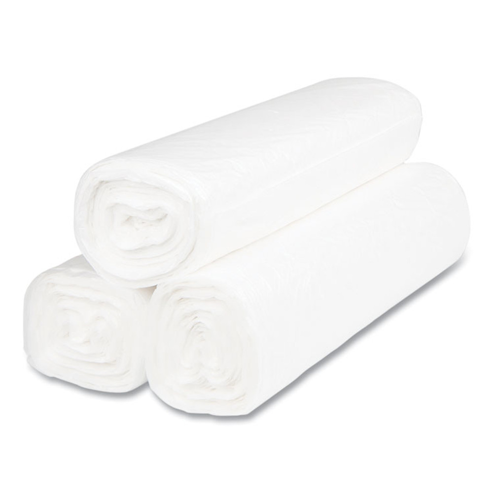 INTEGRATED BAGGING SYSTEMS Inteplast Group S404814N High-Density Commercial Can Liners, 45 gal, 14 mic, 40" x 48", Clear, Interleaved Roll, 25 Bags/Roll, 10 Rolls/Carton
