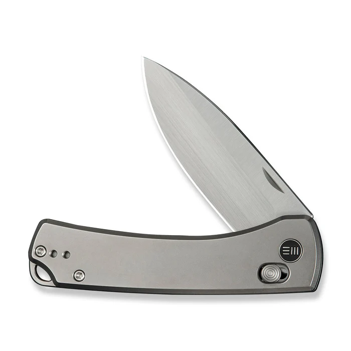 We Knife WE22046-2 WEKNIFE Nightblade Crossbar Lock Knife Polished Bead Blasted Titanium Handle (2.98"" Hand Rubbed Satin CPM 20CV Blade) WE22046-2