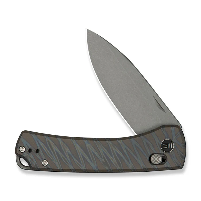 We Knife WE22046-3 WEKNIFE Nightblade Crossbar Lock Knife Tiger Stripe Pattern Flamed Titanium Handle (2.98"" Gray Stonewashed CPM 20CV Blade) WE22046-3