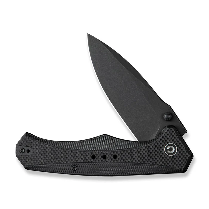 CIVIVI Knives C23081B-1 CIVIVI Photonix Flipper & Thumb Stud Knife Black Coarse G10 Handle (3.7"" Black Stonewashed 14C28N Blade) C23081B-1
