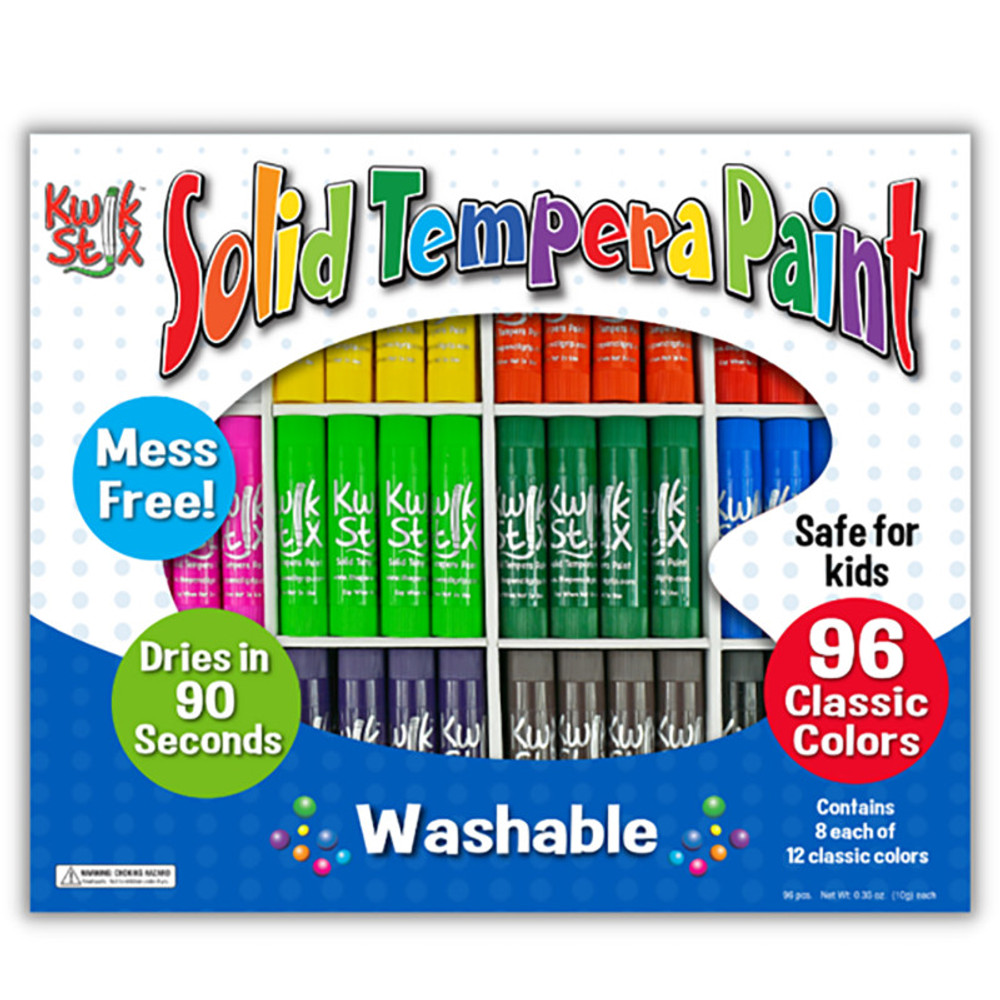 THE PENCIL GRIP Kwik Stix™ Solid Tempera Paint Stick, Classic Colors, Class Pack of 96