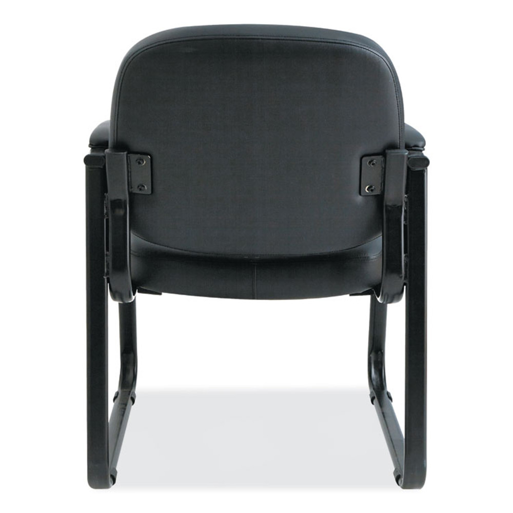 ALERA RL43C16 Alera Genaro Series Faux Leather Half-Back Sled Base Guest Chair, 25" x 24.80" x 33.66", Black Seat, Black Back, Black Base
