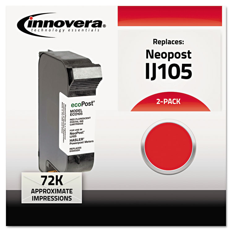 INNOVERA 105 Remanufactured Red Postage Meter Ink, Replacement for IJ105 (8100032H), 72,000 Page-Yield