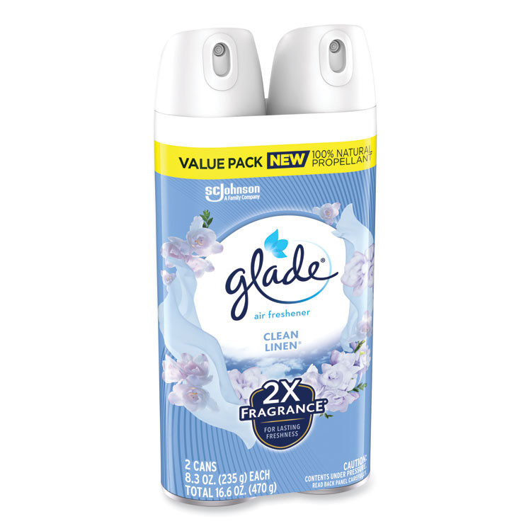 SC JOHNSON Glade® 377363 Air Freshener, Clean Linen Scent, 8.3 oz, 2/Pack, 3Packs/Carton