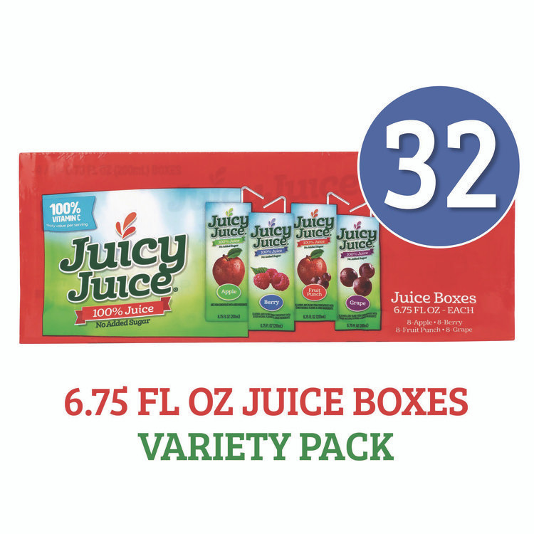 HARVEST HILL BEVERAGE COMPANY Juicy Juice® 22002370 Juice Box Variety Pack, Assorted Flavors, 6.75 oz. Box, 32/Carton