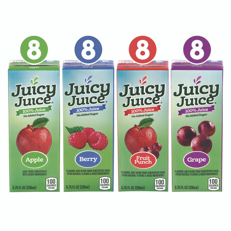 HARVEST HILL BEVERAGE COMPANY Juicy Juice® 22002370 Juice Box Variety Pack, Assorted Flavors, 6.75 oz. Box, 32/Carton