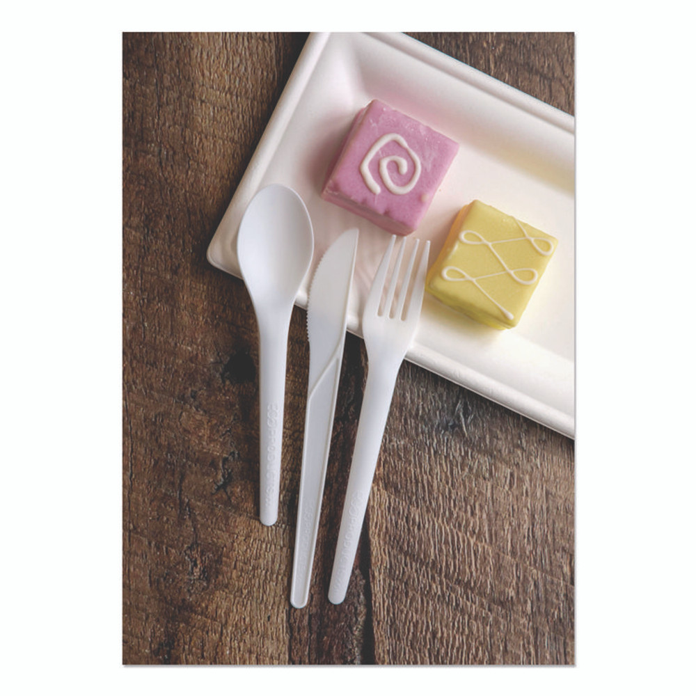 ECO-PRODUCTS,INC. EPS017 Plantware CPLA Cutlery, Fork, White, 1,000/Carton
