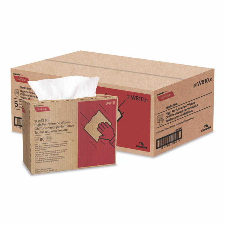 CASCADES TISSUE GROUP PRO W810 Tuff-Job Spunlace Towels, 1-Ply, 9.75 x 16.75, White, 80 Sheets/Box, 5 Boxes/Carton
