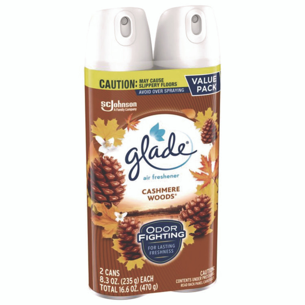 SC JOHNSON Glade® 377361PK Air Freshener, Cashmere Woods Scent, 8.3 oz Aerosol Can, 2/Pack