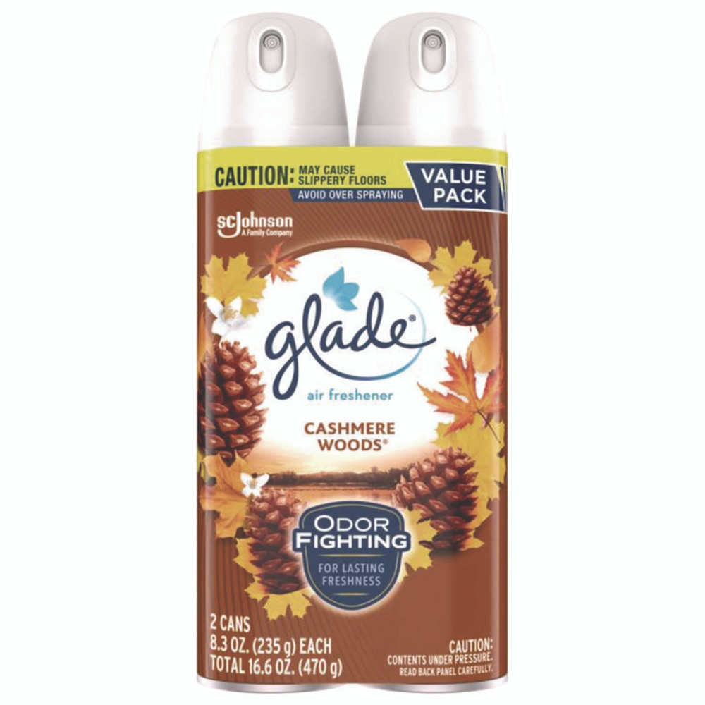 SC JOHNSON Glade® 377361PK Air Freshener, Cashmere Woods Scent, 8.3 oz Aerosol Can, 2/Pack
