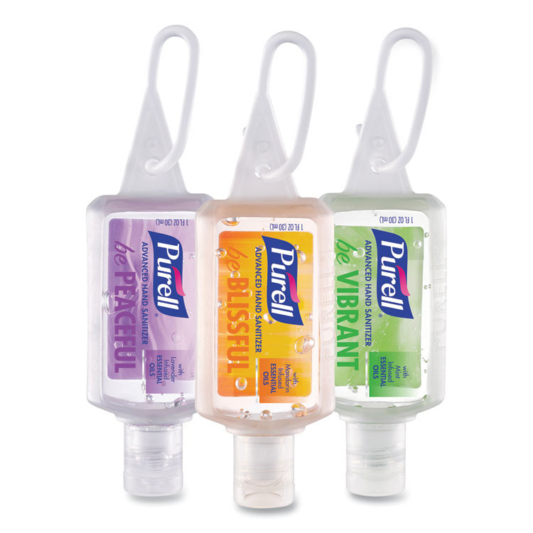 GO-JO INDUSTRIES PURELL® 390025CMRME Advanced Hand Sanitizer Gel Infused with Essential Oils, 1 oz Flip Cap Bottle with Display Bowl, Assorted Scents, 25/Carton