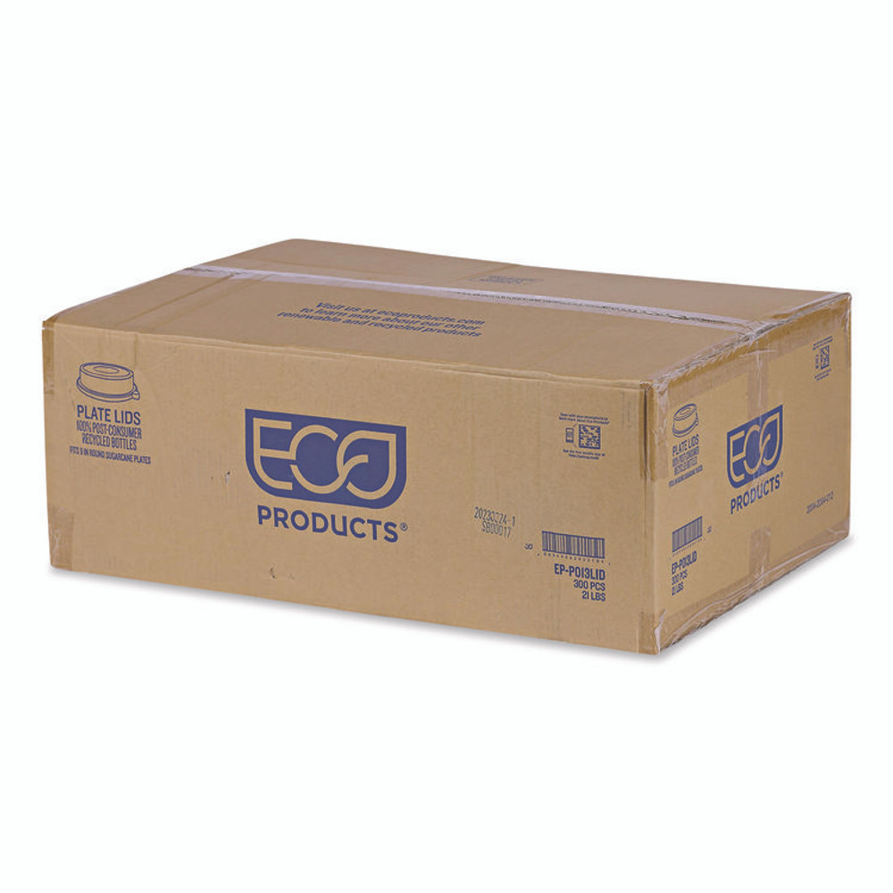 ECO-PRODUCTS,INC. EPP013LID 100% Recycled Content Round Plate Lids, Plastic, 9" dia x 1.5" h, Clear, 300/Carton