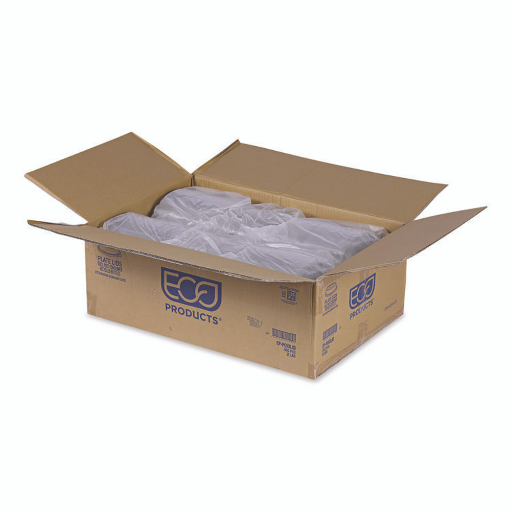 ECO-PRODUCTS,INC. EPP013LID 100% Recycled Content Round Plate Lids, Plastic, 9" dia x 1.5" h, Clear, 300/Carton