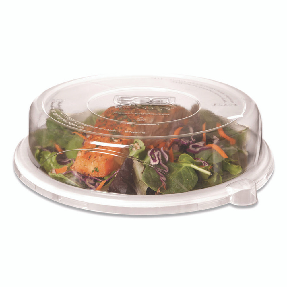 ECO-PRODUCTS,INC. EPP013LID 100% Recycled Content Round Plate Lids, Plastic, 9" dia x 1.5" h, Clear, 300/Carton