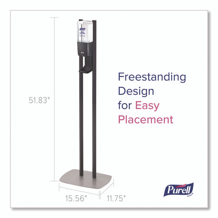 GO-JO INDUSTRIES PURELL® 8214DS ES10 Dispenser Floor Stand with Automatic Hand Sanitizer Dispenser, 15.56 x 11.75 x 51.82, Graphite