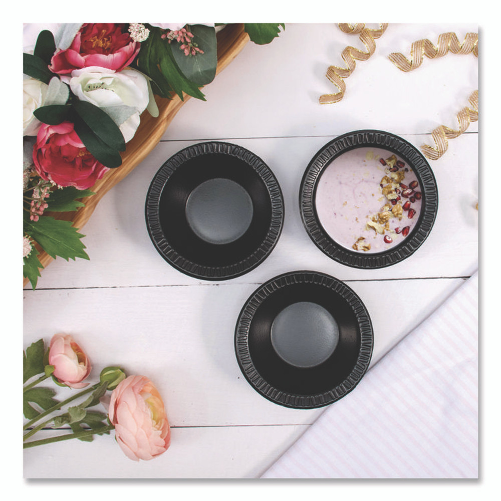 DART 5BWBQ Quiet Classic Laminated Foam Dinnerware, Bowl, 5 oz, Black, 125/Sleeve, 8 Sleeves/Carton