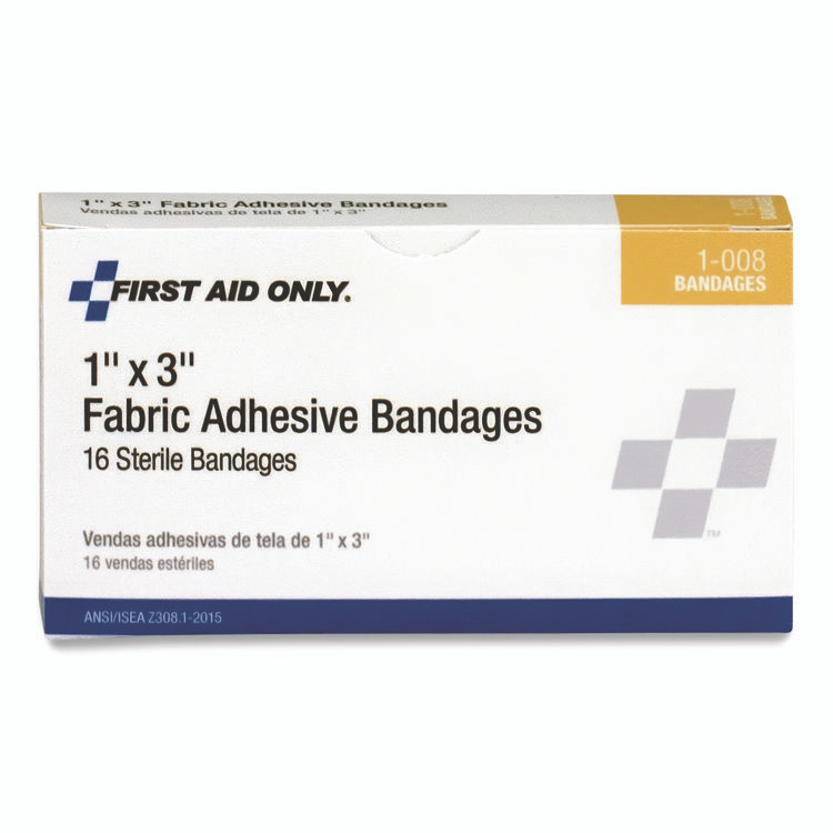 FIRST AID ONLY, INC. 1008 Fabric Adhesive Bandages, 1 x 3, 16/Box