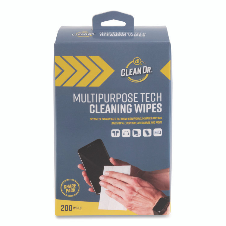 DIGITAL INNOVATIONS 32694 ScreenDr Multipurpose Tech Cleaning Wipes, 7 x 4, Unscented, White, 200/Pack