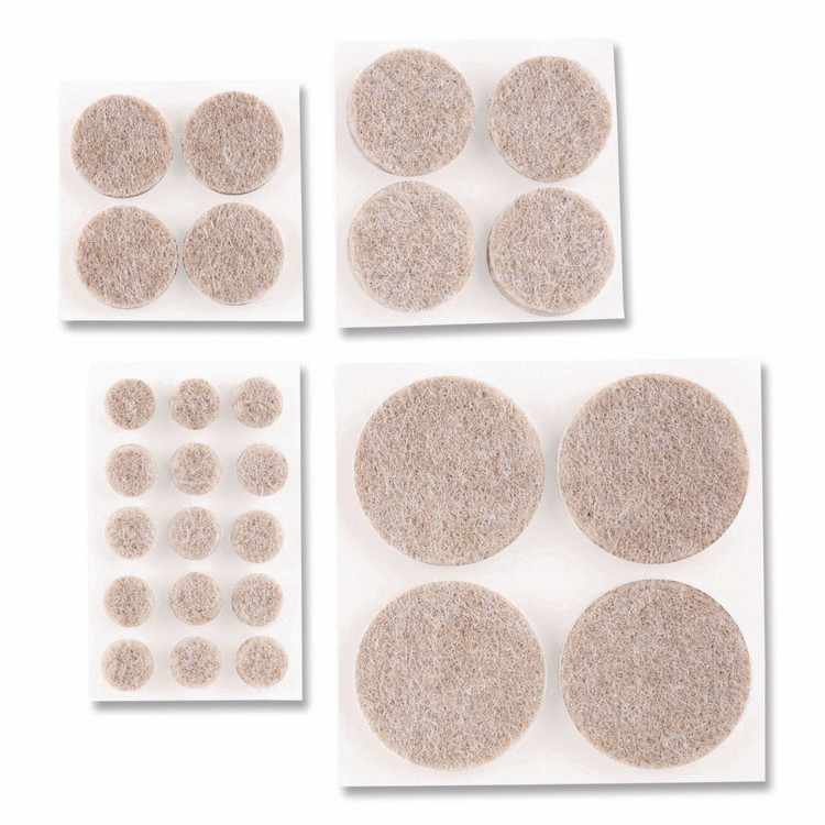 3M/COMMERCIAL TAPE DIV. Scotch™ SP855NA Felt Pad Protectors, Assorted Round, Beige, 78/Pack