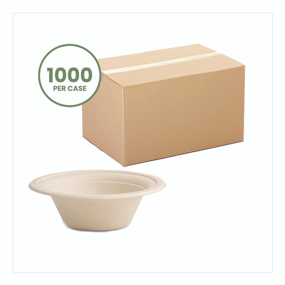 VEGWARE VWBL12NFA Nourish Molded Fiber Tableware, Compostable, Bowl, Sugarcane, 12 oz, White, 1,000/Carton