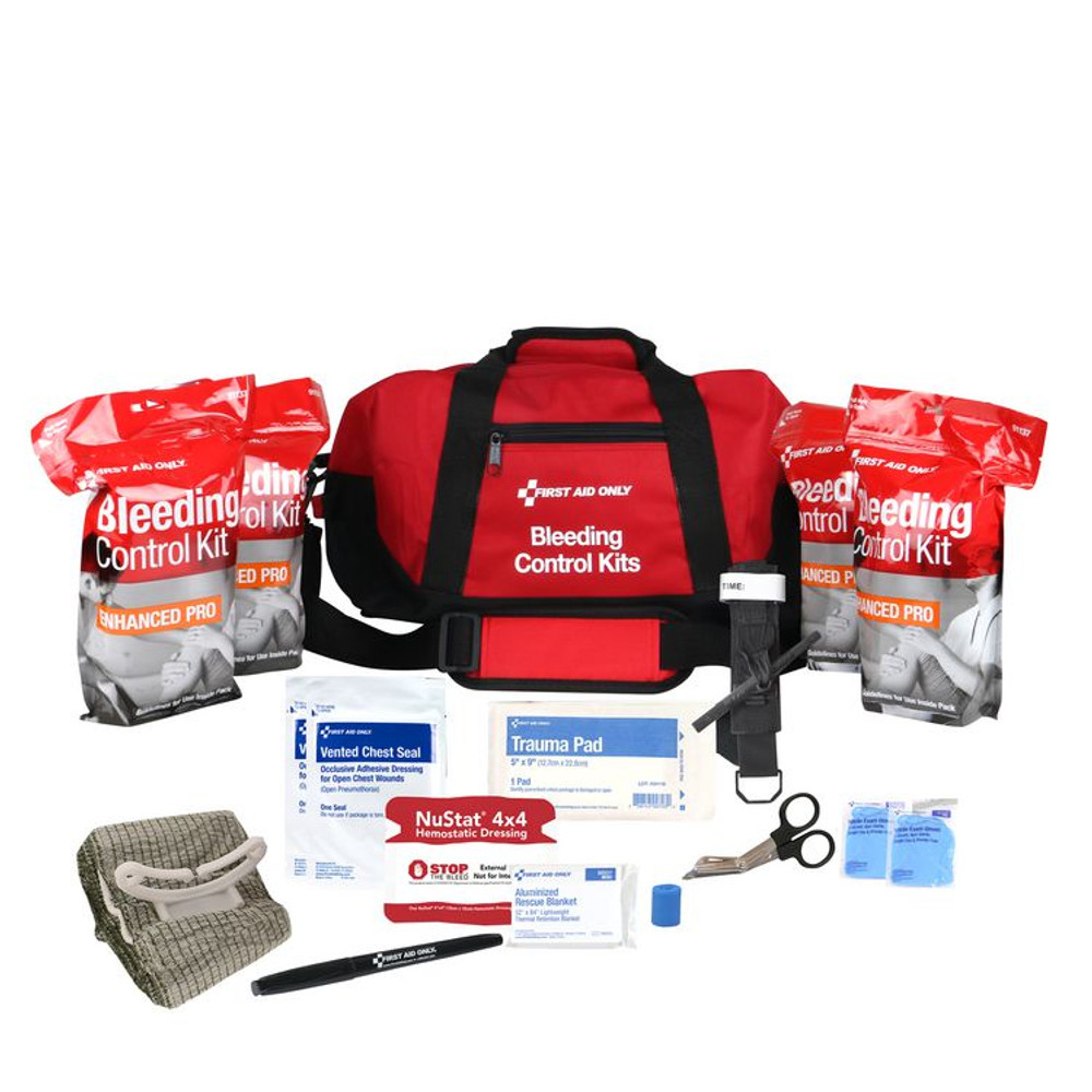 FIRST AID ONLY, INC. 91346 Bleeding Control Multiple Victim Bag, 60 Pieces, Fabric Bag