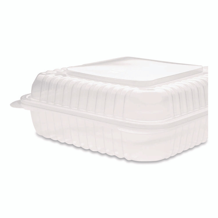 KARAT BY LOLLICUP FPHC99PP1C Polypropylene Plastic Hinged Container, 9.35 x 9.22 x 3.17, Clear, Plastic, 50/Pack, 4 Packs/Carton