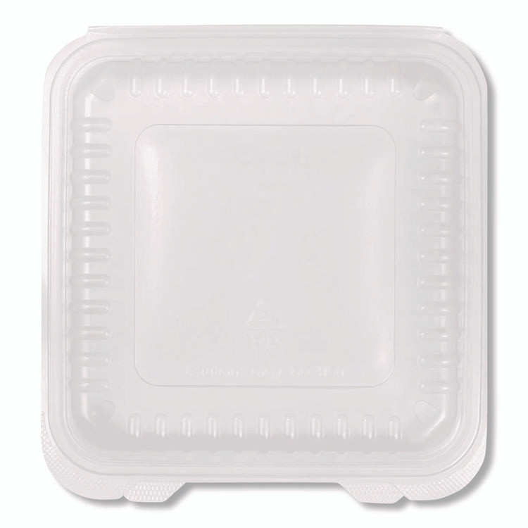 KARAT BY LOLLICUP FPHC99PP1C Polypropylene Plastic Hinged Container, 9.35 x 9.22 x 3.17, Clear, Plastic, 50/Pack, 4 Packs/Carton