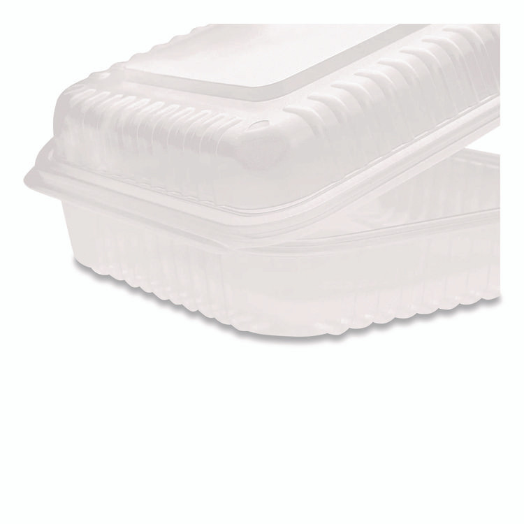 KARAT BY LOLLICUP FPHC99PP1C Polypropylene Plastic Hinged Container, 9.35 x 9.22 x 3.17, Clear, Plastic, 50/Pack, 4 Packs/Carton