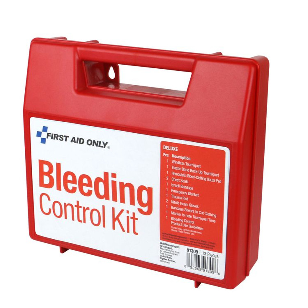 FIRST AID ONLY, INC. 91309 Bleeding Control Wall Station Single Kit - Deluxe, 14 Pieces, Plastic Case