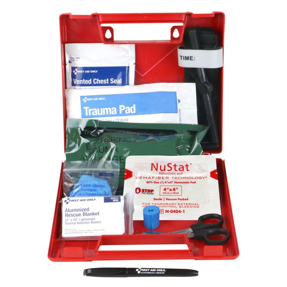 FIRST AID ONLY, INC. 91309 Bleeding Control Wall Station Single Kit - Deluxe, 14 Pieces, Plastic Case